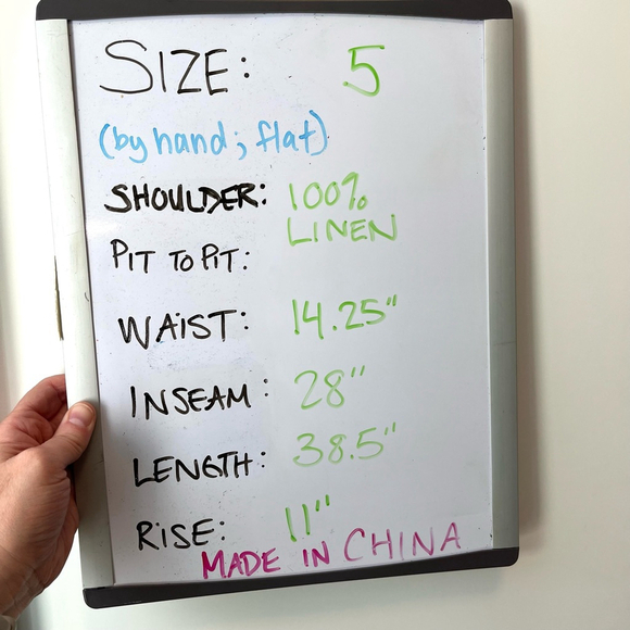 British India 100% Linen Pants Beige Cream Straight Leg Trousers, 5 (28” waist) - Picture 14 of 15